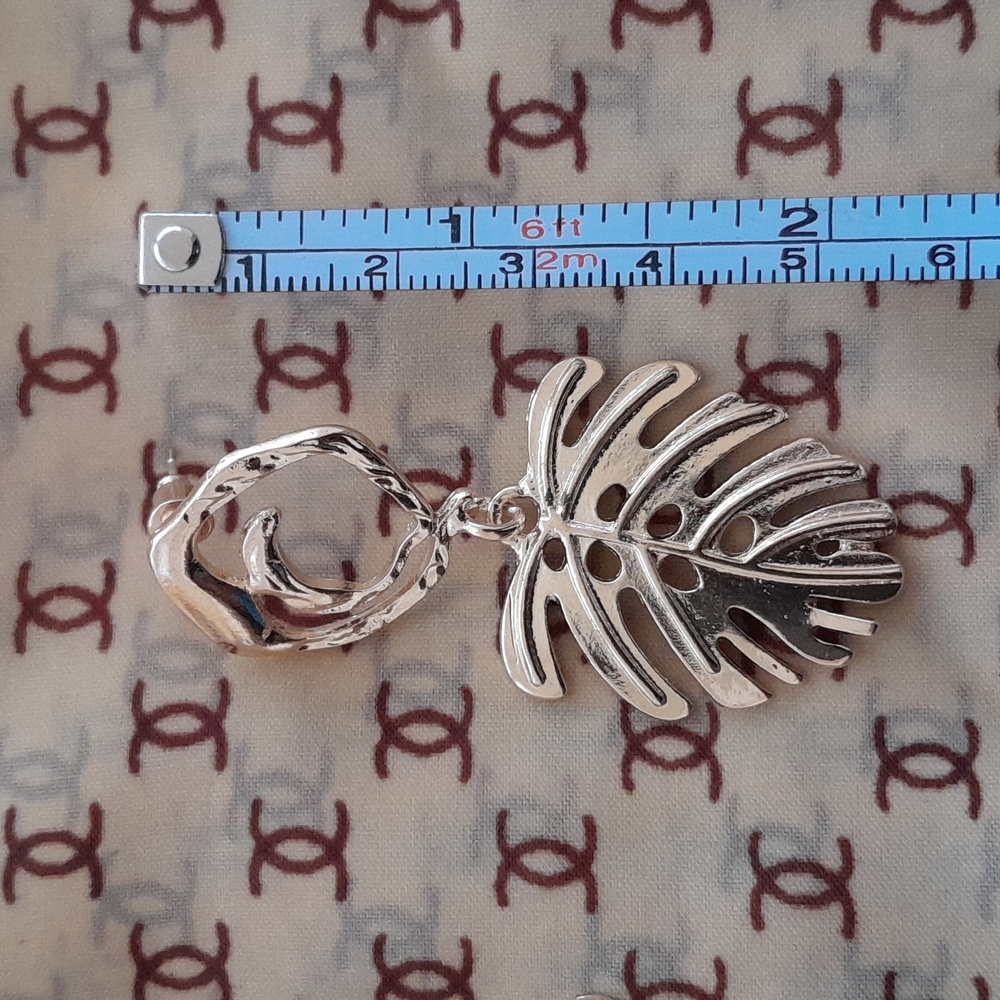 Pastels Goldtone Leaf Dangle Earrings - Picture 3 of 5